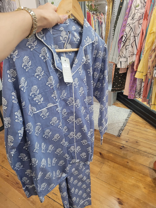 Blue Blossom Cotton Pyjamas