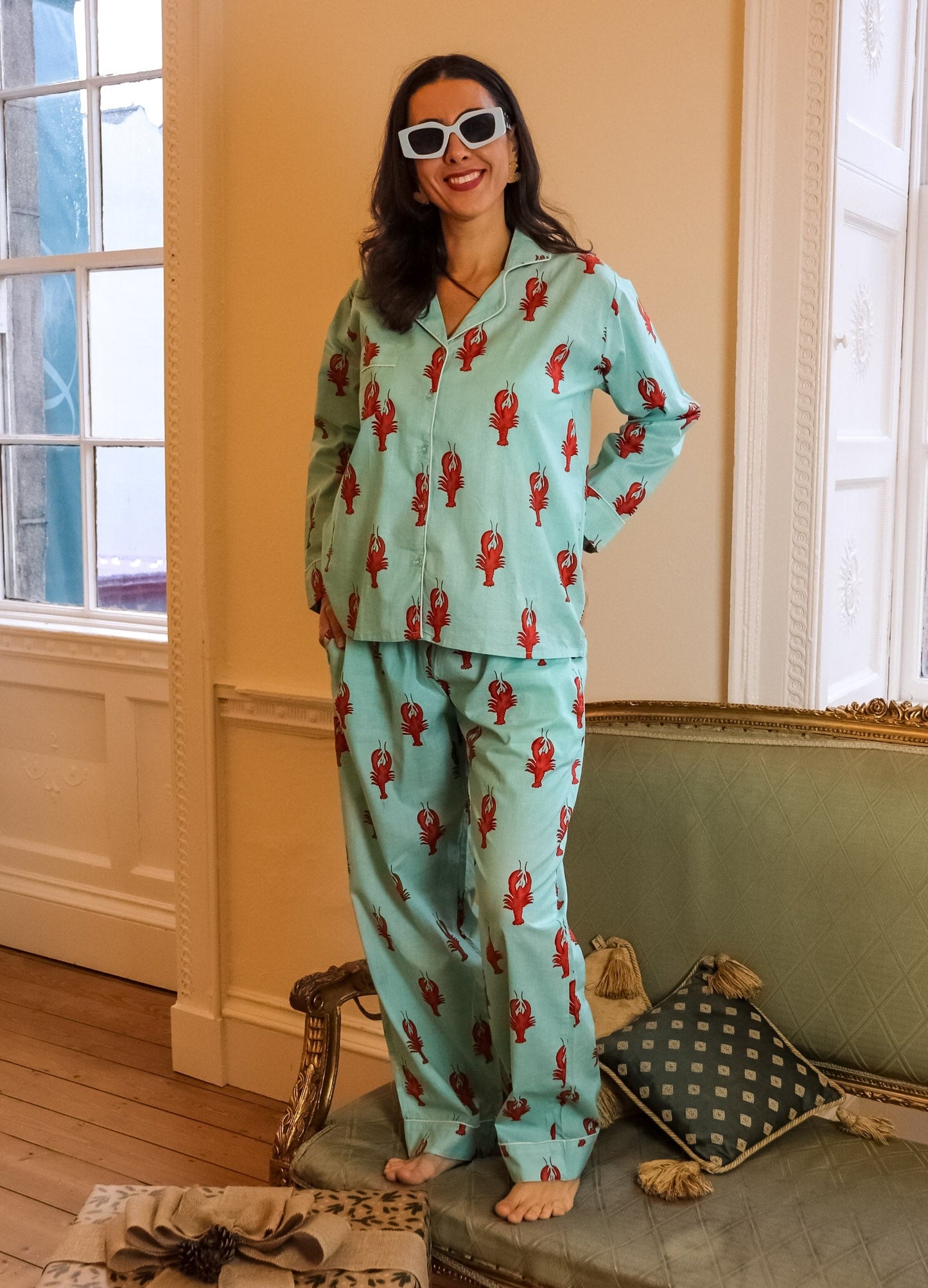 Blue Lobster Cotton Pyjamas